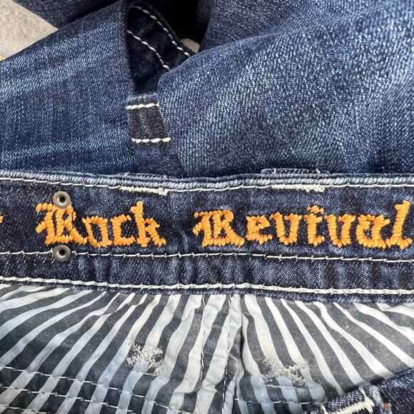 Rock Revival Jeans Women's 25 (2) Dark Blue Louise Skinny Preppy Normcore Blingy - Picture 7 of 15